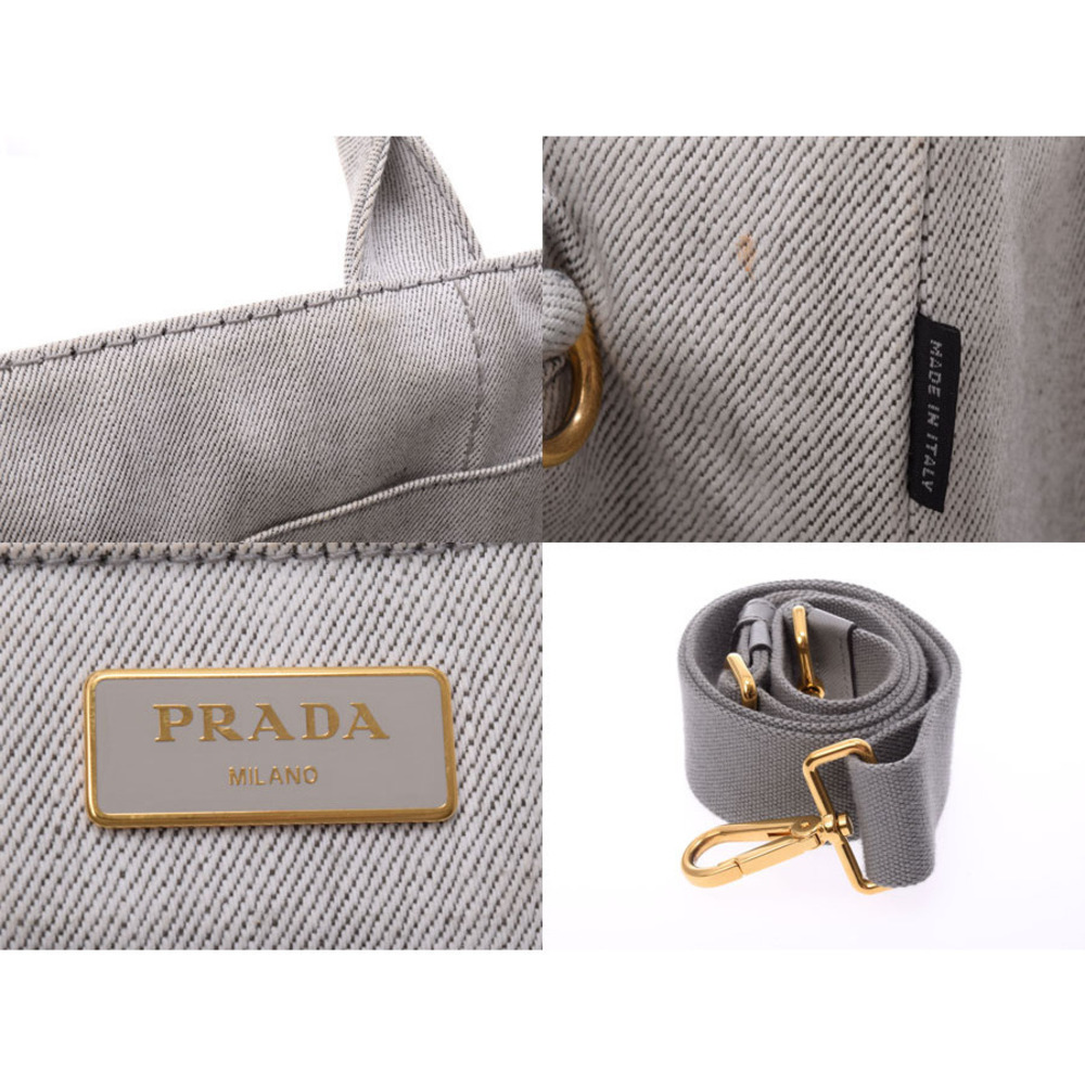 Prada Canapa Canvas Strap Tote Gray Bag - Picture 9 of 11